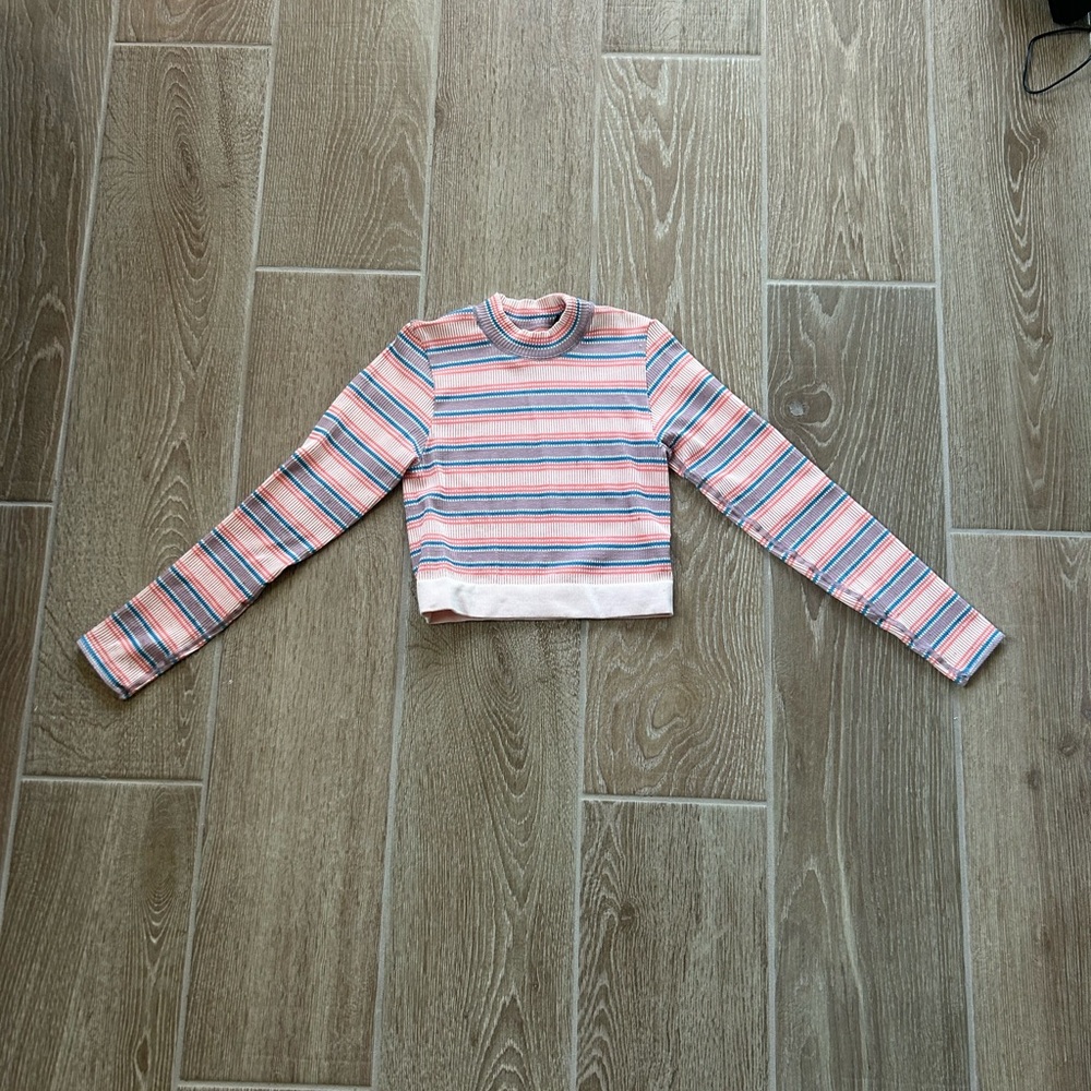 Striped Long Sleeve Crop Top